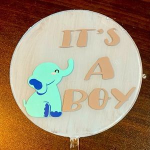 Boy gender reveal/baby shower cake topper